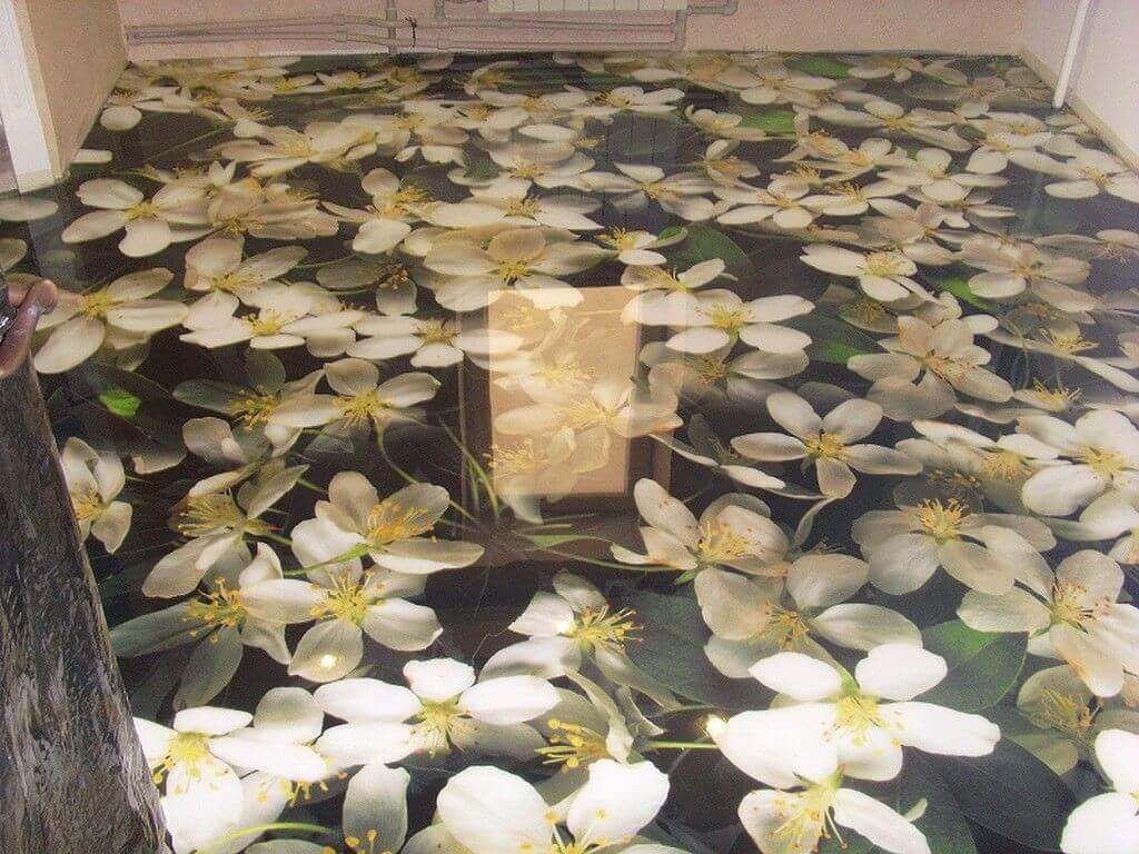Наливной пол цветы в ванной комнате
