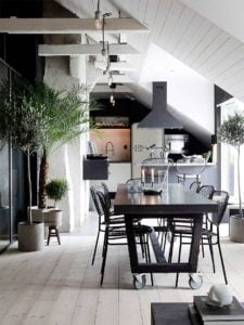 Интерьер кухни гостиной в частном доме в стиле Лофт