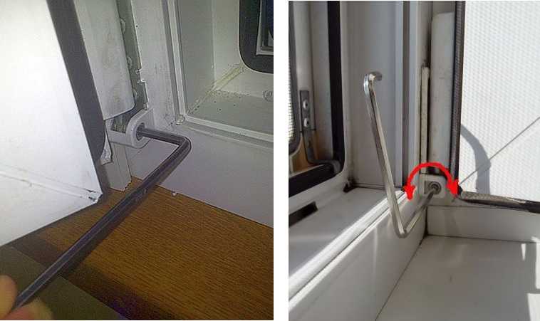 Регулювання нижньої петлі пластикового вікна або двері